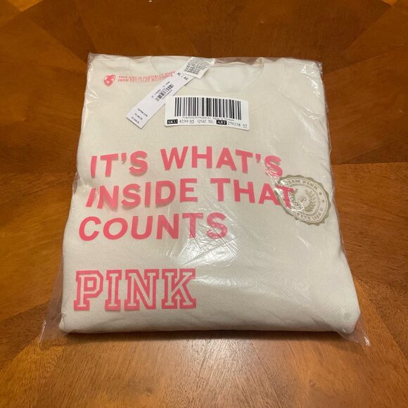 PINK Victoria's Secret Sparkly Ivy Fleece Oversized Sweatshirt - XLarge - NWT - Picture 5 of 5